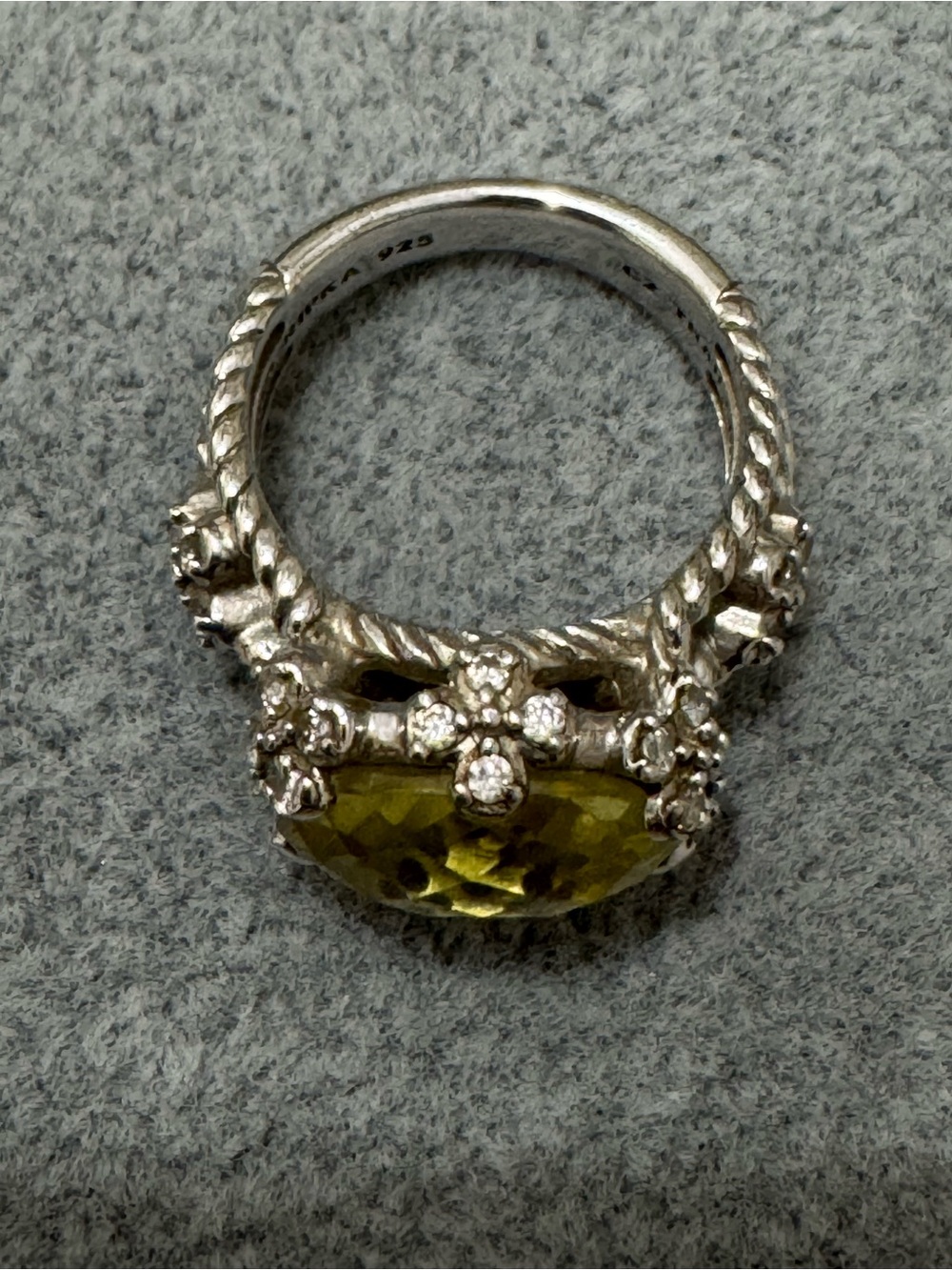 Judith Ripka Silver Lemon Quartz Floral Rope Ring - Picture 7 of 7